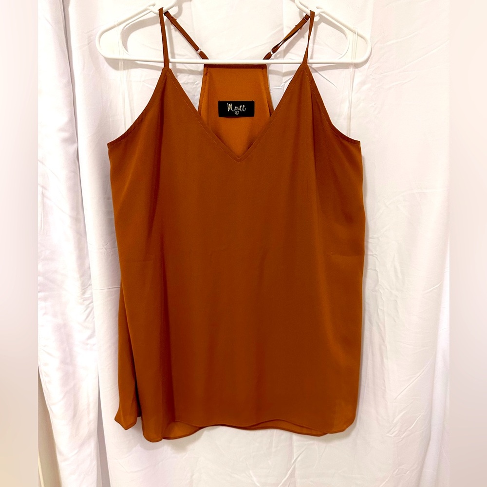 Merritt camel colored blouse. Size L.